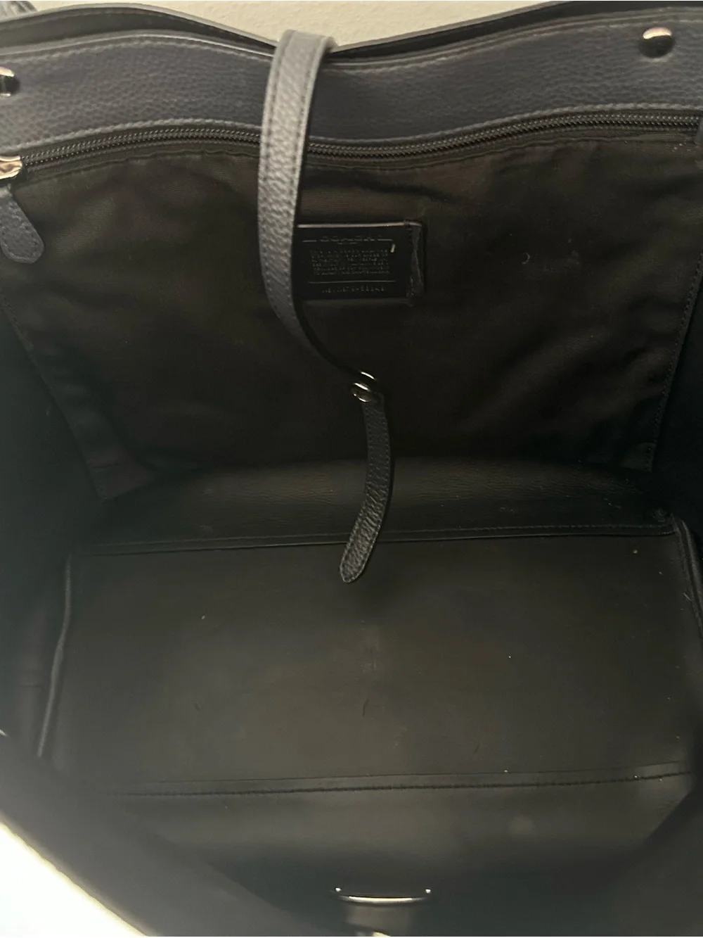 Coach Navy Pebbled Leather Tote with Strap and Hangtag